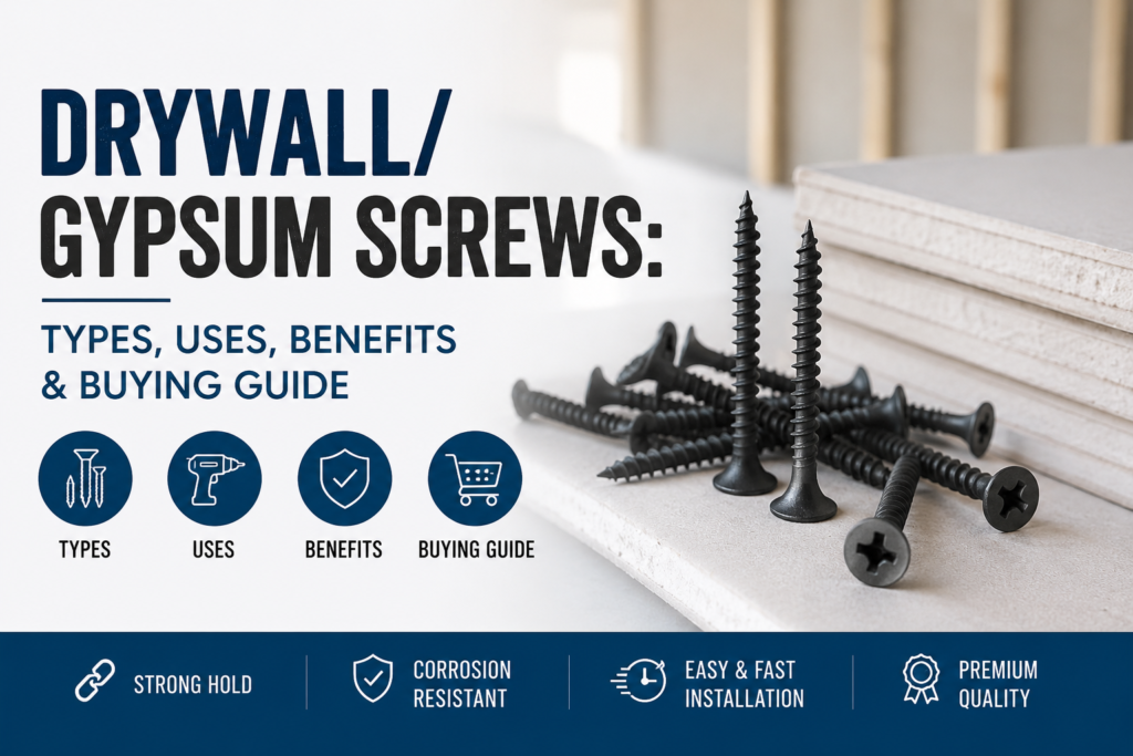 Drywall/Gypsum Screws: Types, Uses, Benefits & Buying Guide